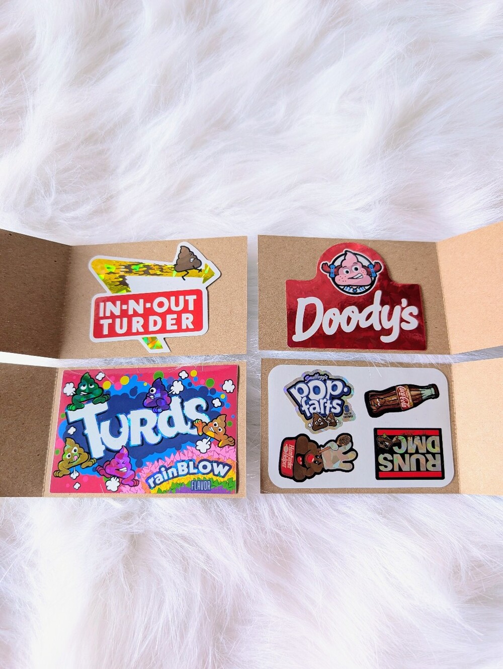Stickers, Poop Emoji Theme, Set Of 4, New, Approx 3x4.5